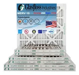 Glasfloss 20x36x1 - MERV 10 -Qty:6 - Furnace Air Filter - Made in USA (Actual Size: 19.5 x 36.5x7/8 inch)