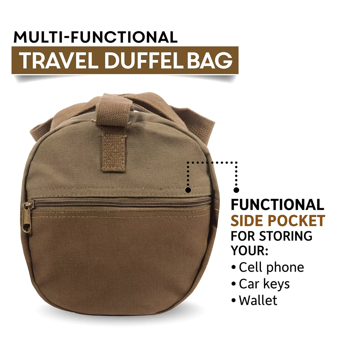 Beard the F Up Two Tone Brown 19" Canvas Sport Travel Weekender Duffel Bag