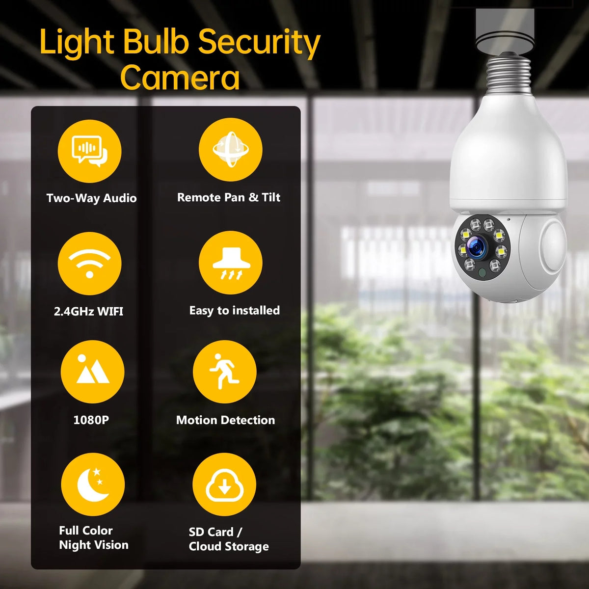 TOGUARD E27 Dome Light Bulb Camera 2.4G WiFi 1080P Security Camera Wireless Outdoor, Color Night Vision 2-Way Audio 360° IP Camera with Remote Access Motion Detection (4PCS)