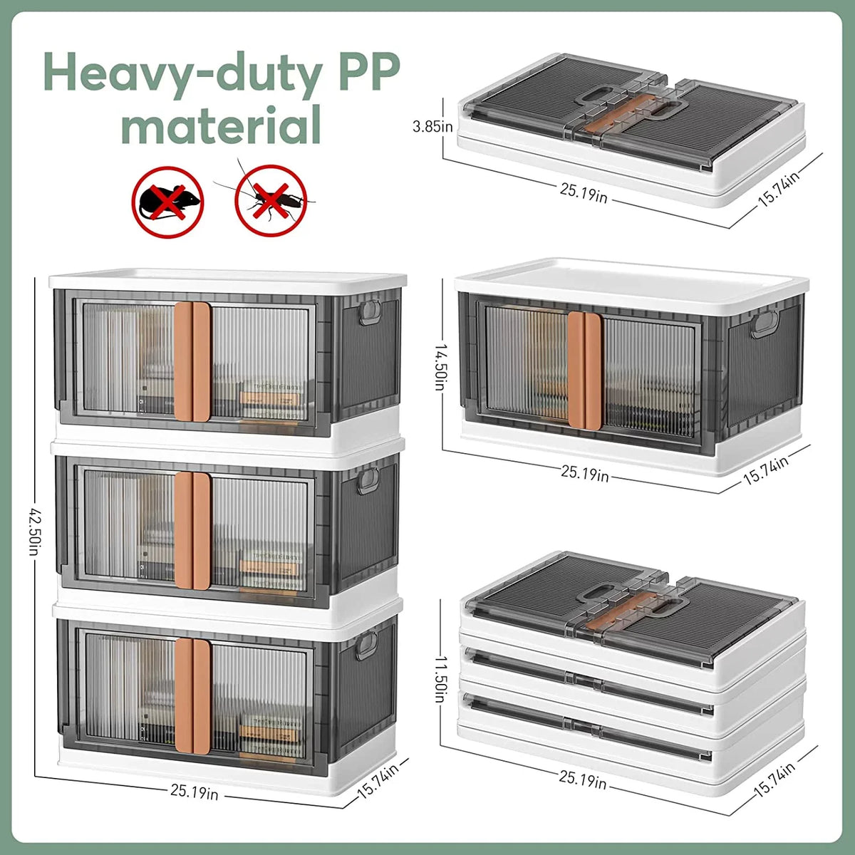 Storage bins,plastic storage bins with lids-76Quart large foldable storage Tough stackable storage drawers for bedroom, hall, kitchen, RV, office(3Packs)