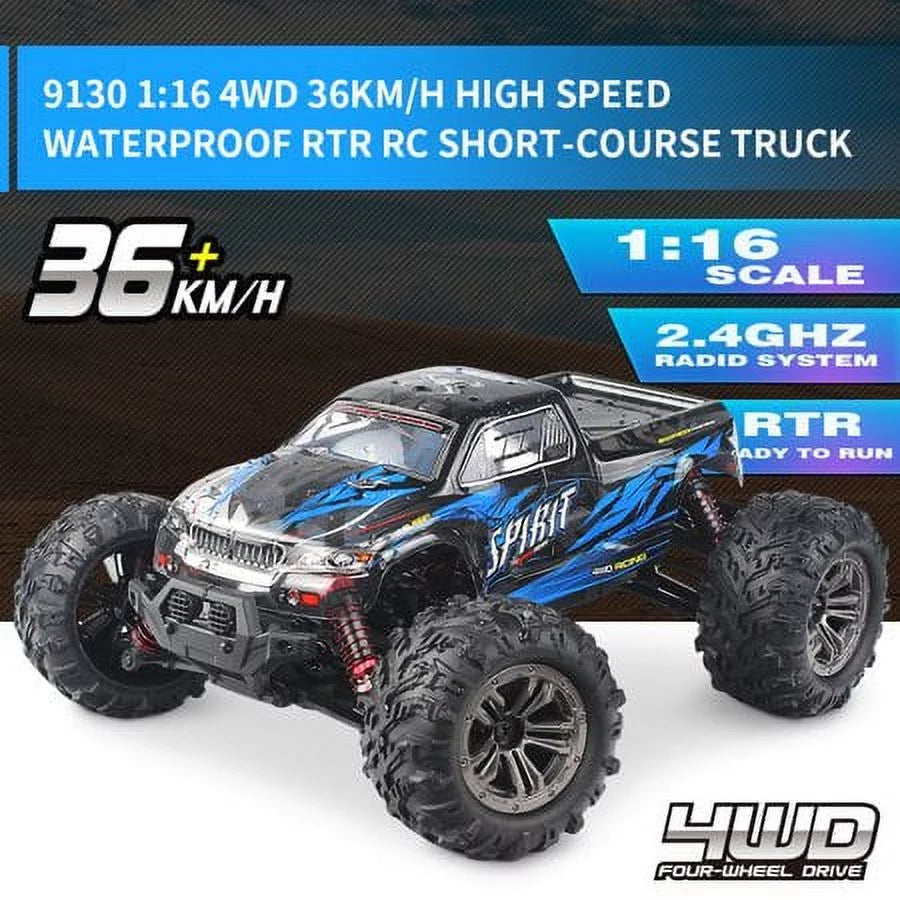 Hosim 1:16 Scale 36+ kmh High Speed RC Trucks for Adults - 4WD Electric Off-Road Liquid RC Cars Radio Control Vehicle with 2 Batteries All Terrian RC Monster Trucks for Boy