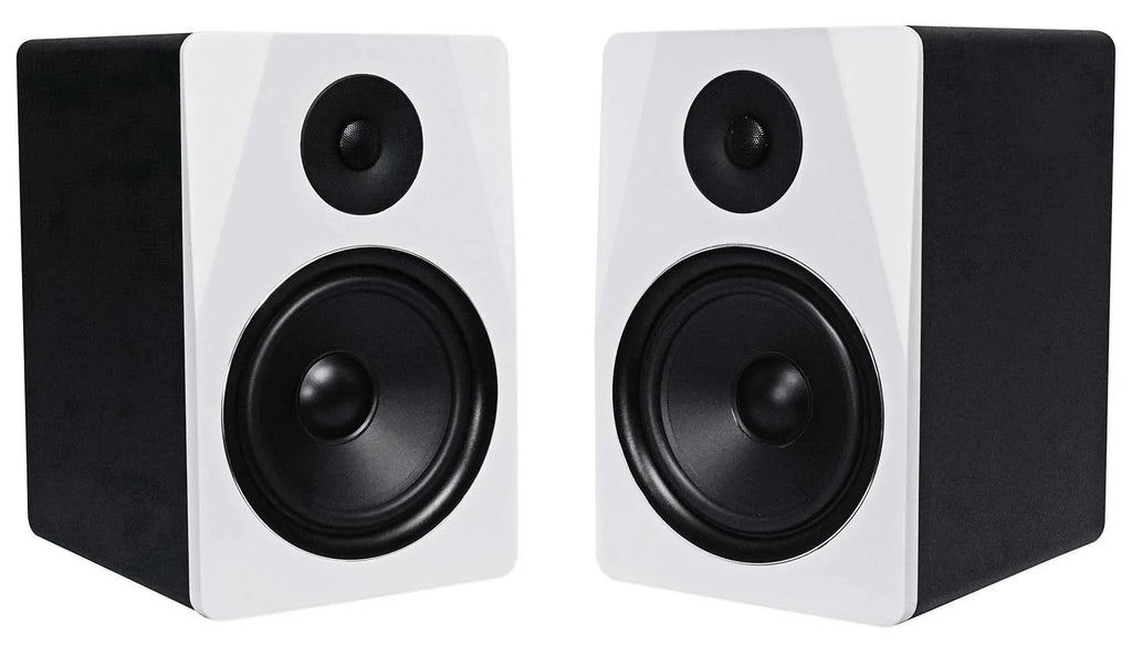 (2) Rockville APM8W 8" USB Studio Monitor Speakers+28" Black Premium Stands