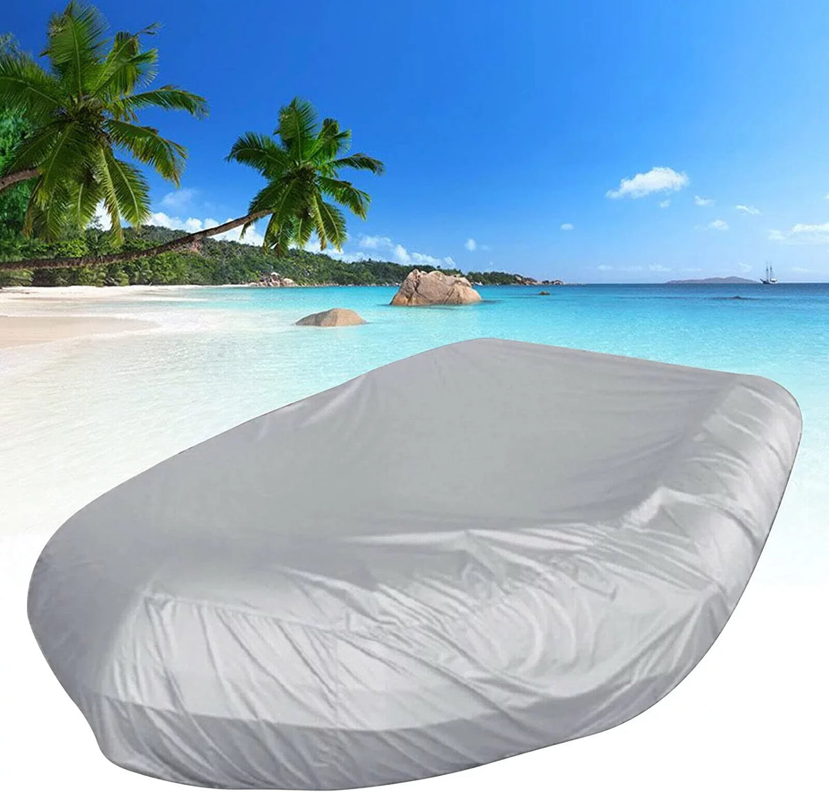 Miumaeov Inflatable Boat Cover Heavy-Duty Fluid and UV-Resistant Marine Grade Polyester for V-Shaped Hull Professional Type Fishing Boat Speed Boat Bass Boat