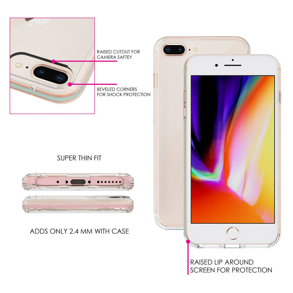 DistinctInk Clear Shockproof Hybrid Case for iPhone 7 PLUS / 8 PLUS (5.5" Monitor TPU Bumper Acrylic Back Tempered Glass Display Protector - I Go Deep & Wet Wearing My Rubber Scuba Diving