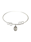 8 inch Round Double Loop Bangle Bracelet w/ St. Isaac Jogues in Sterling Silver