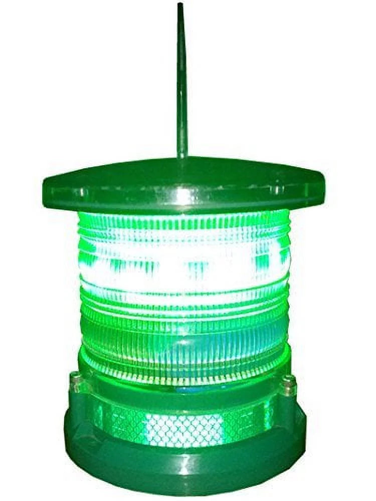 Solar Dock High Power Warning Light - Liquid Marine Solar Dock Lighting - Green LED Constant or Flashing 360 Degree Lighting