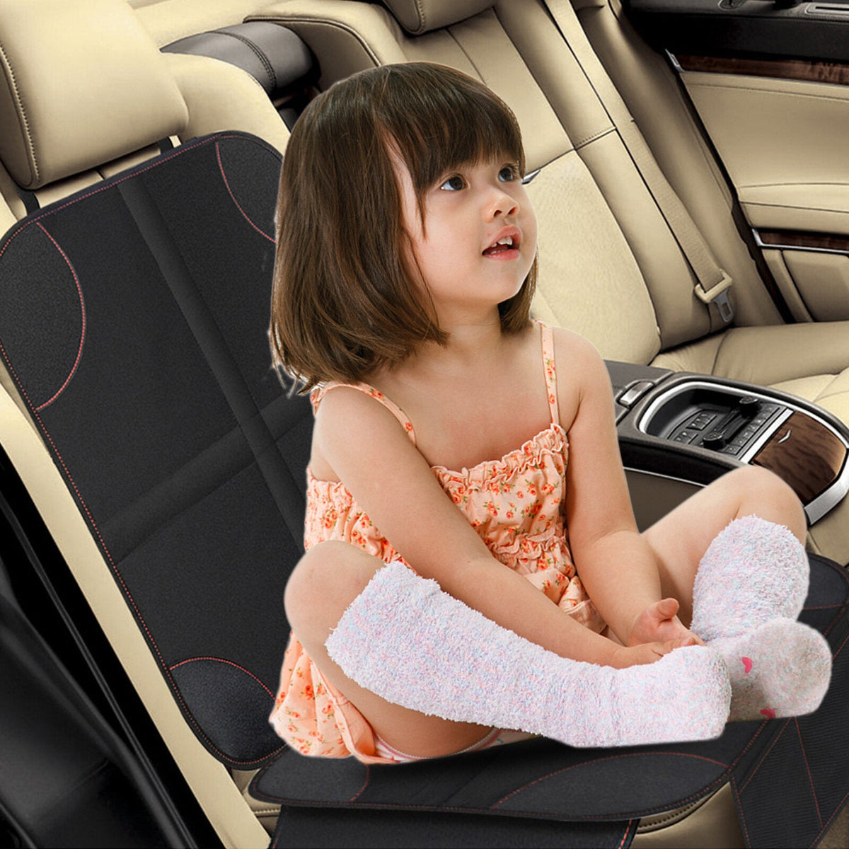 Baby Car Seat Protector Slip-Proof Wear-Resistant Back Seat Cover Mat with Organizer Pocket