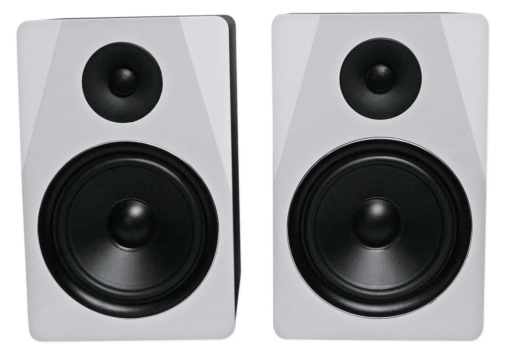 (2) Rockville APM8W 8" USB Studio Monitor Speakers+28" Black Premium Stands
