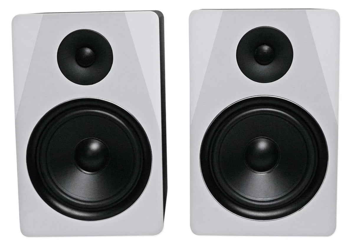 (2) Rockville APM8W 8" USB Studio Monitor Speakers+28" Black Premium Stands