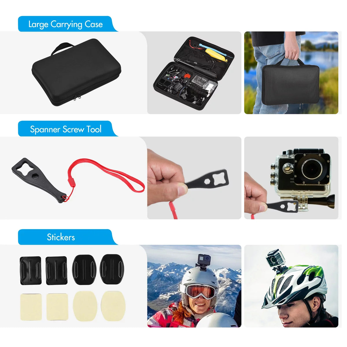 Anself Action Accessories Kit Sports Accessories Set with Liquid Housing Silicone Protective Case Selfie Stick Various Mount Bracket and More Replacement for GoPro Hero 109 Black with