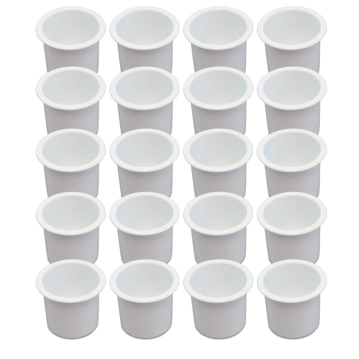 20 Cup Holder Plastic Pocket Recessed Drop In Insert Universal for Boat RV Car Truck Sofa Game Table Marine Pontoon Motorhome Camper White
