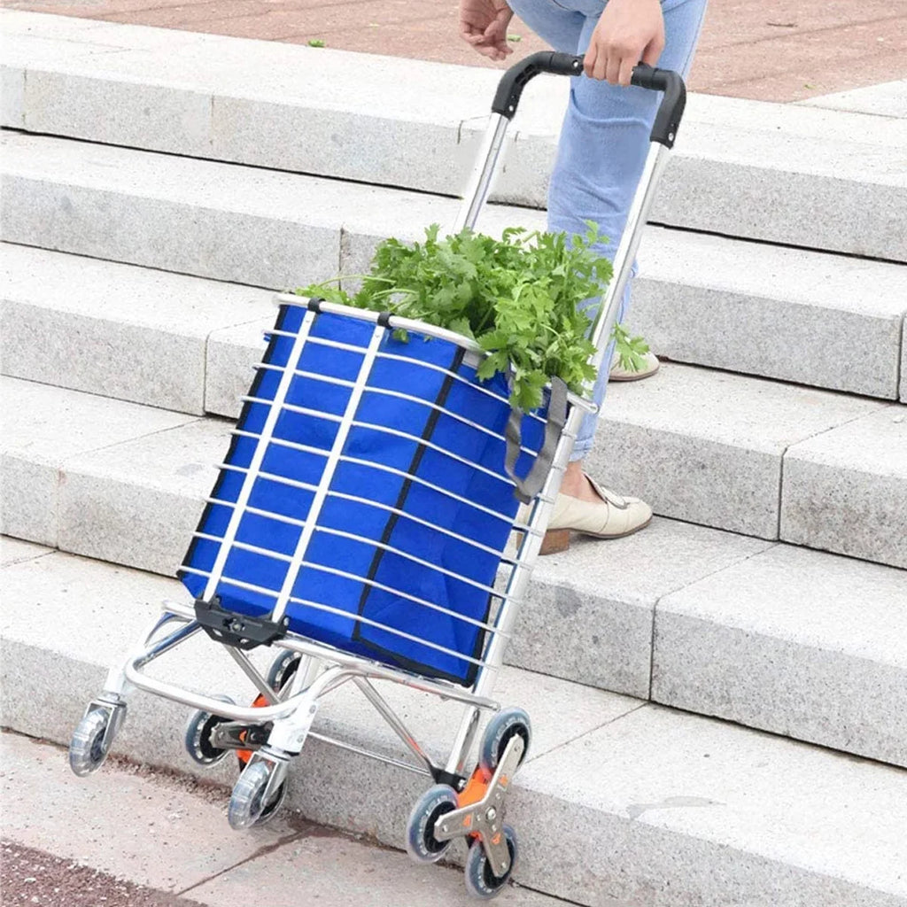 Ealing Large Shopping Trolley Folding 8 Wheel Shopping Cart Stair Climbing Trolley Utility Trolley with Aluminium Alloy Frame Tough Removable Fluid Bag