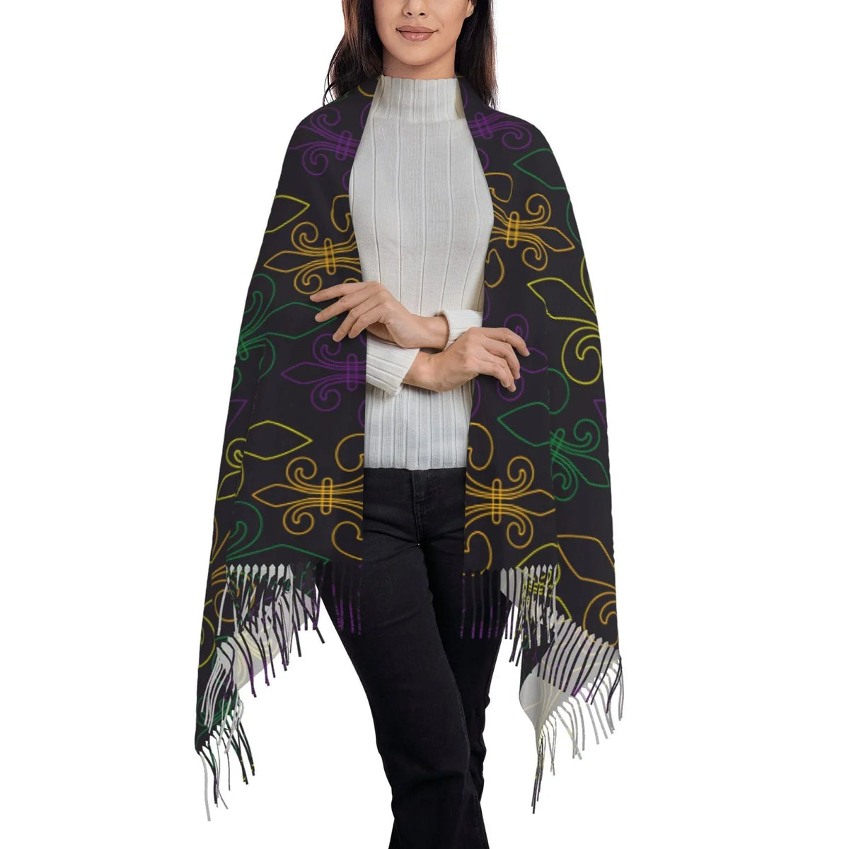 Bingfone Soft Cashmere Feel Scarf For Women Elegant Art Print Winter Warm Scarves Large Shawl Wrap Gifts- Mardi Gras Carnival