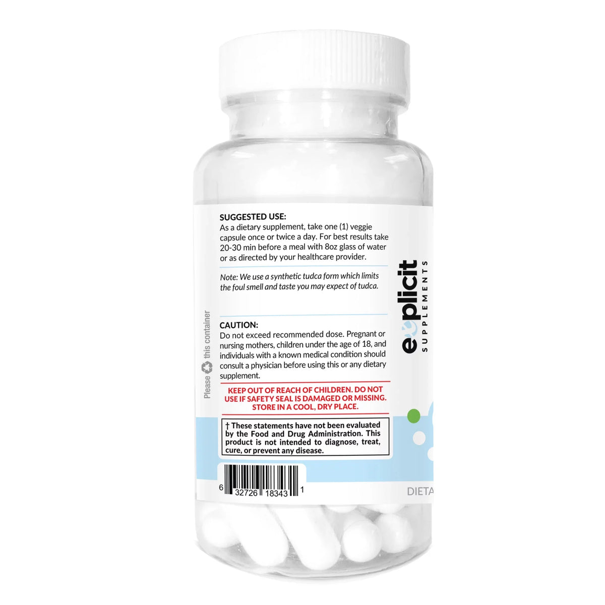 TUDCA (Tauroursodeoxycholic Acid) - 500mg - 60 Capsules - Pure Liver Support & Health