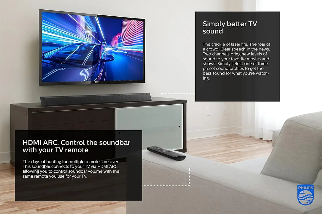 PHILIPS TAB5105/37 2.0 Stereo Sound Bluetooth Wireless Soundbar Speaker