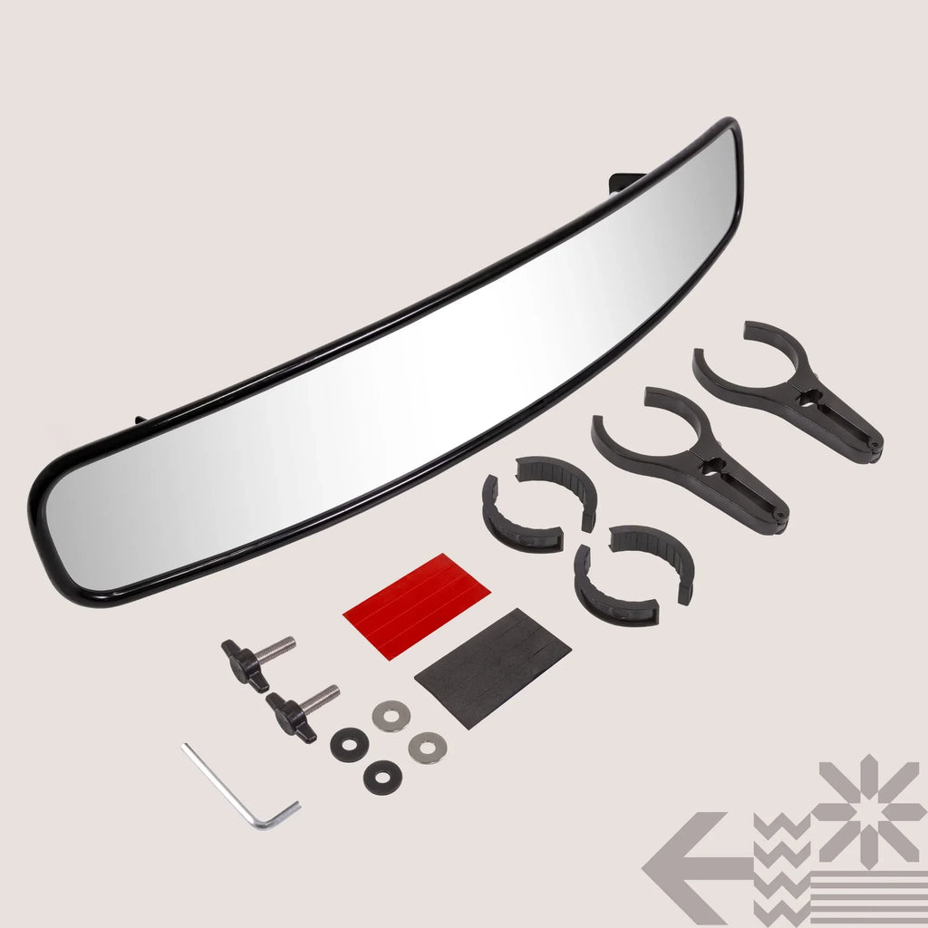 17" Convex Rear View Mirror For UTV ATV [1.75"/2" Roll Bar Clamp] [Wide Visibility] [Shatterproof Glass] Rearview Mirror for Polaris RZR Turbo PRO XP, Pioneer Can-Am Yamaha Kawasaki