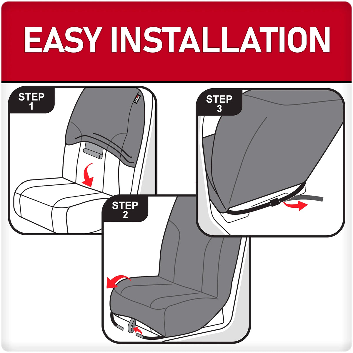 Genuine Dickies 3-Piece Black Petersen Vegan Leather Car Seat Covers, 43645WDI