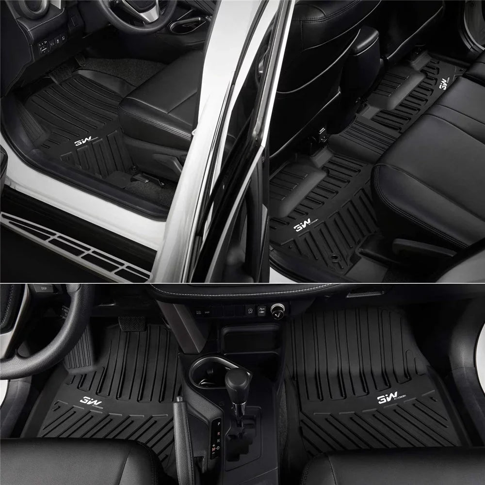 3W Floor Mats&Cargo Liner for Jeep Wrangler JL 2018-2021 with subwoofer - All Weather Floor Liners White Logo &Trunk mats for Jeep Wrangler JL Unlimited 4-Door,Black