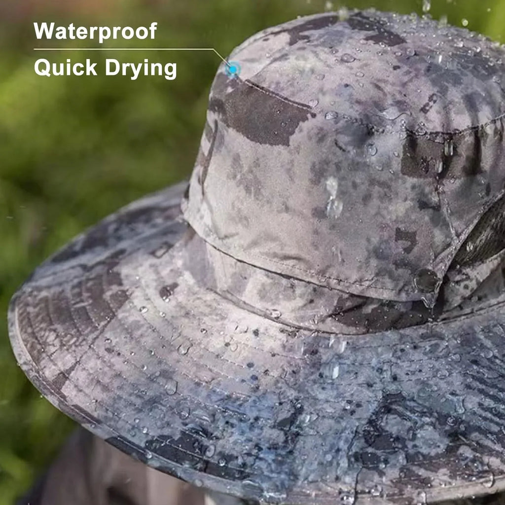 Men Sun Hat with 2 Solar Fan UPF 50+ Fishing Hats Wide Brim UV Protection Sun Hat, USB Charging