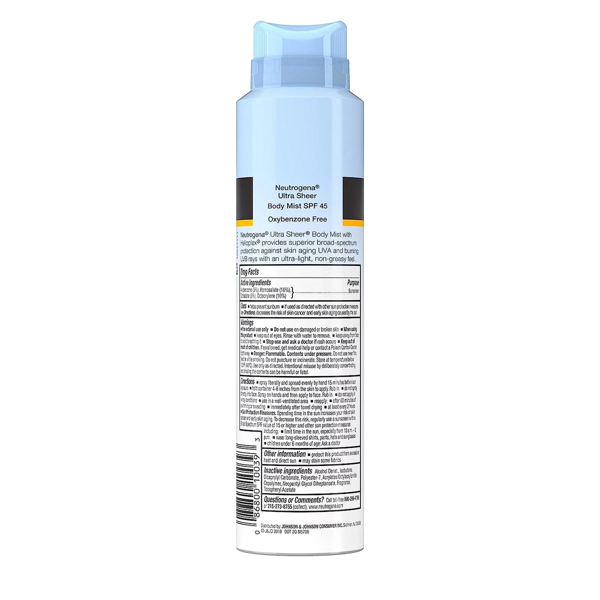 Neutrogena Ultra Sheer SPF 45 Body Mist Full Reach Spray, 5 Ounce