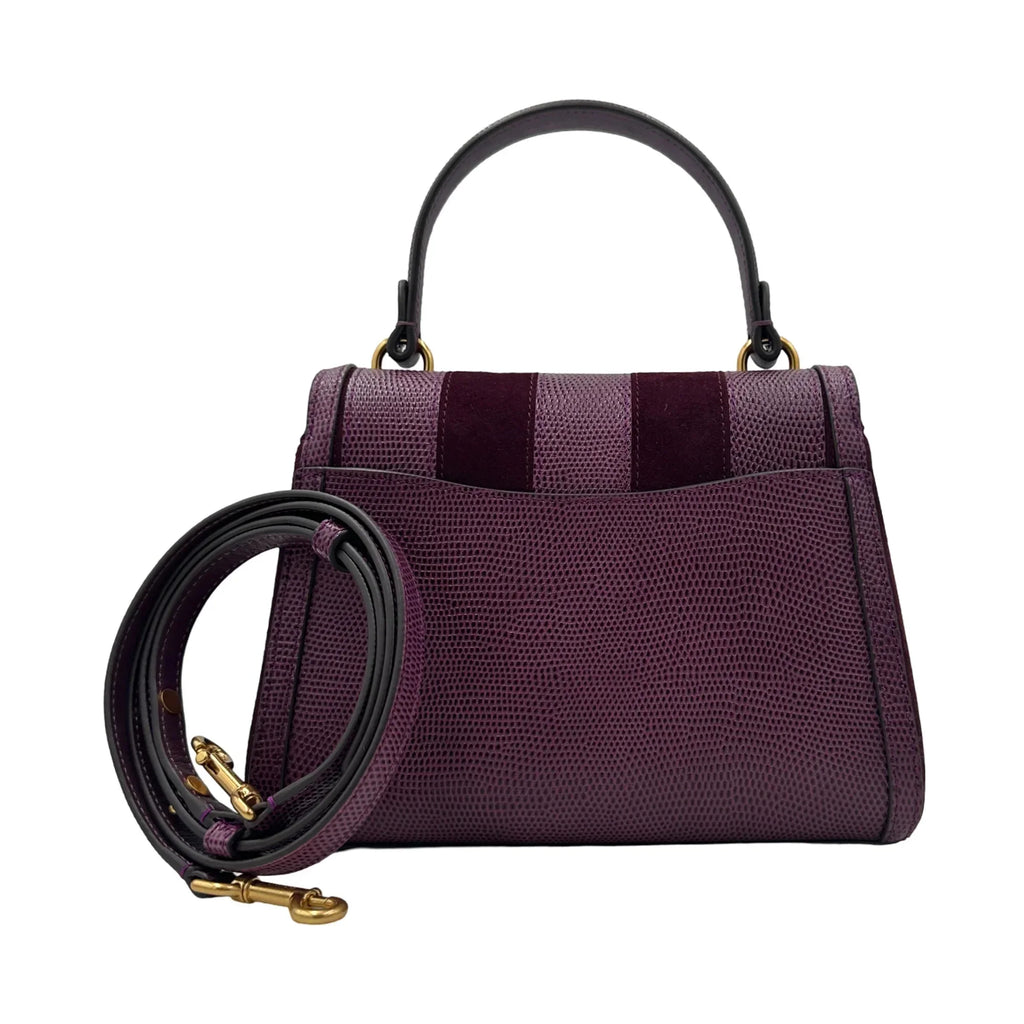 Kate Spade Katy Striped Lizard-embossed Small Top-handle Bag - Burgundy