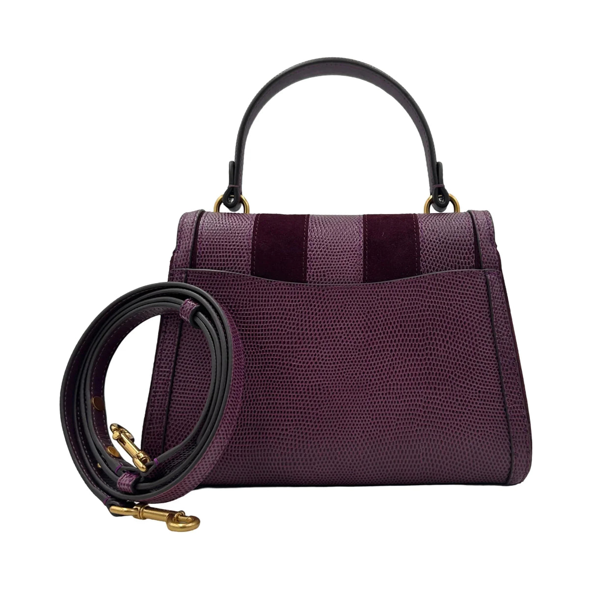 Kate Spade Katy Striped Lizard-embossed Small Top-handle Bag - Burgundy