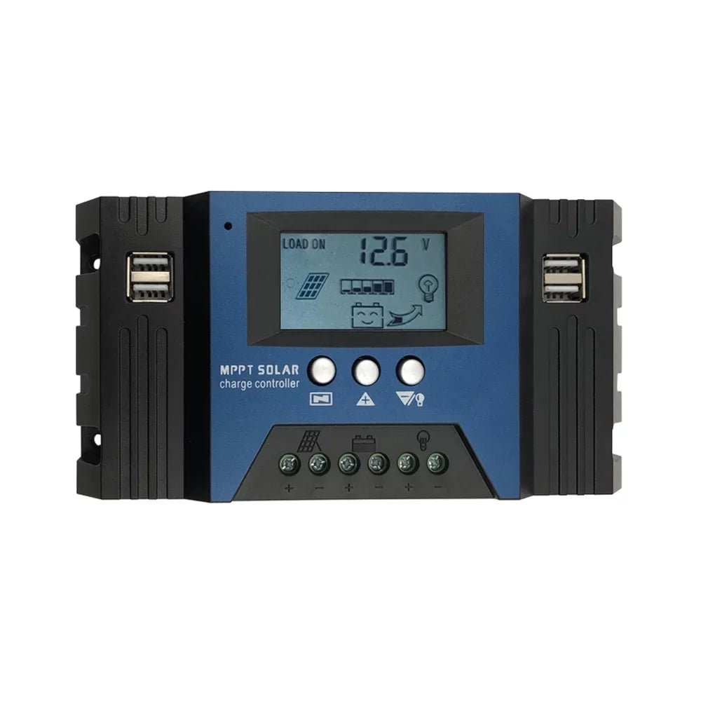 Vistreck 30A Solar Charge Controller 12/24V Auto Focus Solar Panel Controller Battery Processor Regulator with 4 USB Output Adjustable Parameter LCD Display Timer Setting