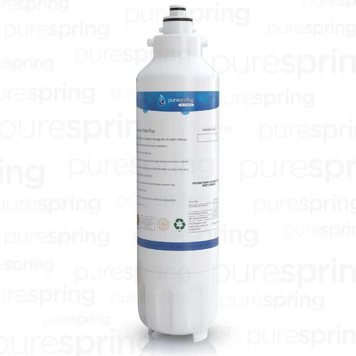 PureSpring NSF 42 Certified Refrigerator Fluid Filter, Compatible with LT800P, LT800PC, ADQ73613401, ADQ73613402, ADQ73613403, Kenmore 9490, 46-9490, 469490 (1 Pack)