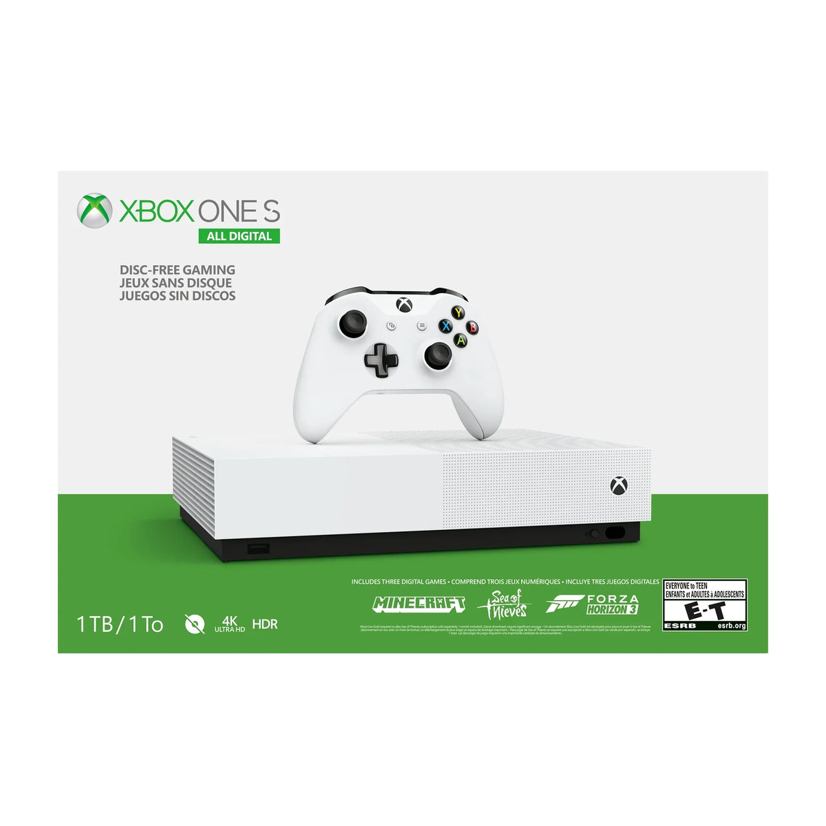 Xbox One S 1TB All-Digital Edition Console (Disc-free Gaming), White, NJP-00024