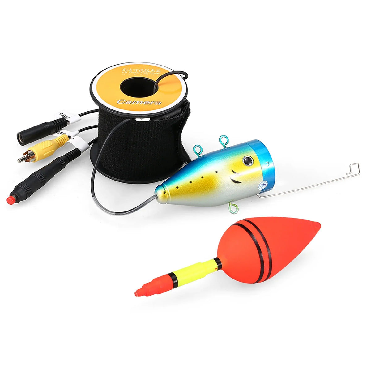 1200TVL Fluid Fishing Camera 24 LEDs Night Vision Liquid Fish Shape Boat Ice Fishing Camera Accessories with 15m/30m/50m Cable