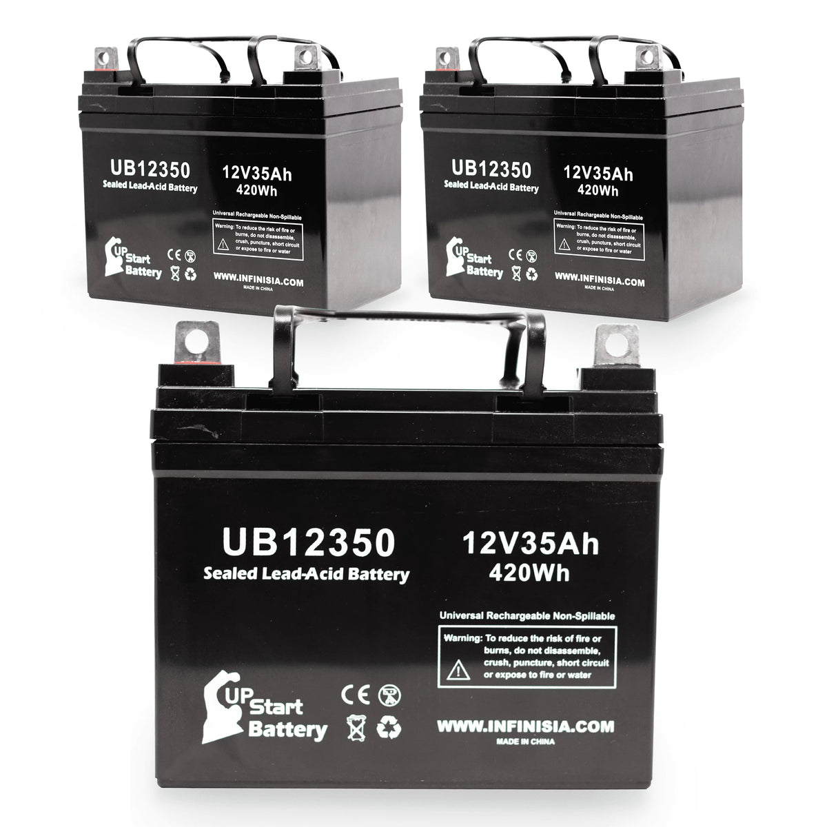 3x Pack - Compatible Imc Heartway Smart RT Battery - Replacement UB12350 Universal Sealed Lead Acid Battery (12V, 35Ah, 35000mAh, L1 Terminal, AGM, SLA)