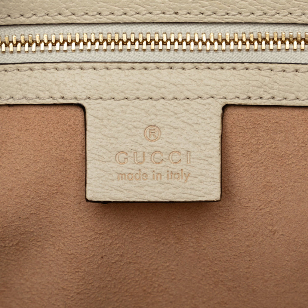 Pre-Owned Authenticated Gucci Ophidia Satchel Calf Leather White Unisex (Good)