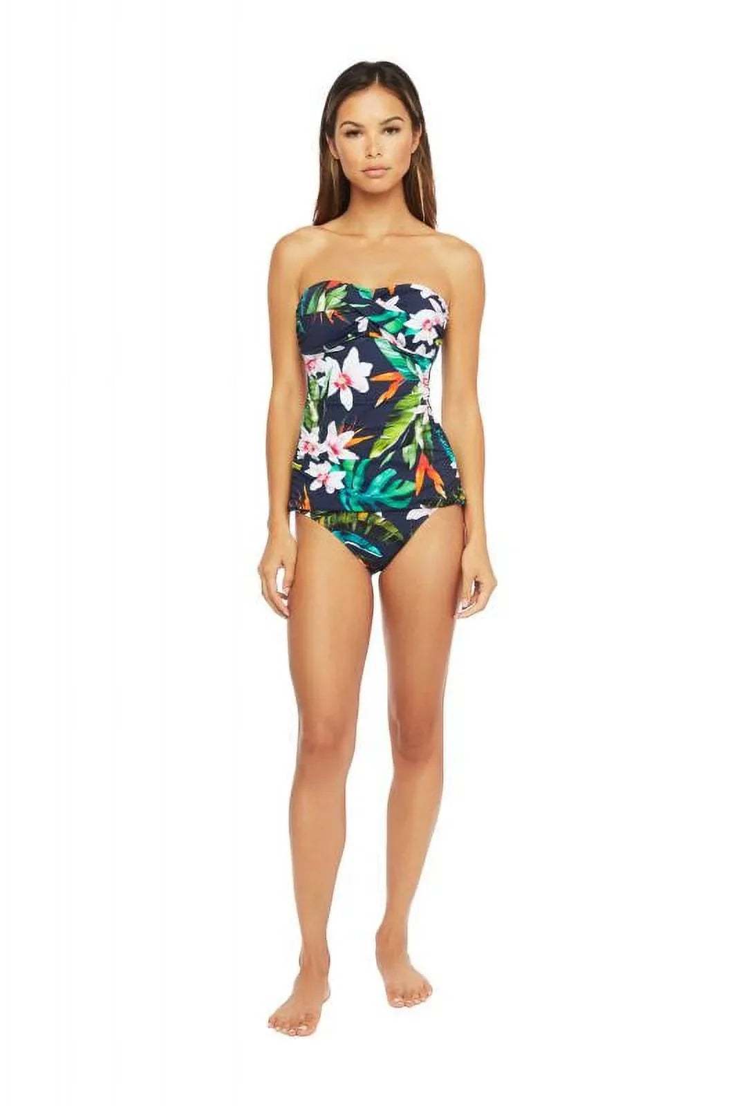 Lauren Ralph Lauren MULTI Fluid Tropical Print Tankini Swim Top, US 16