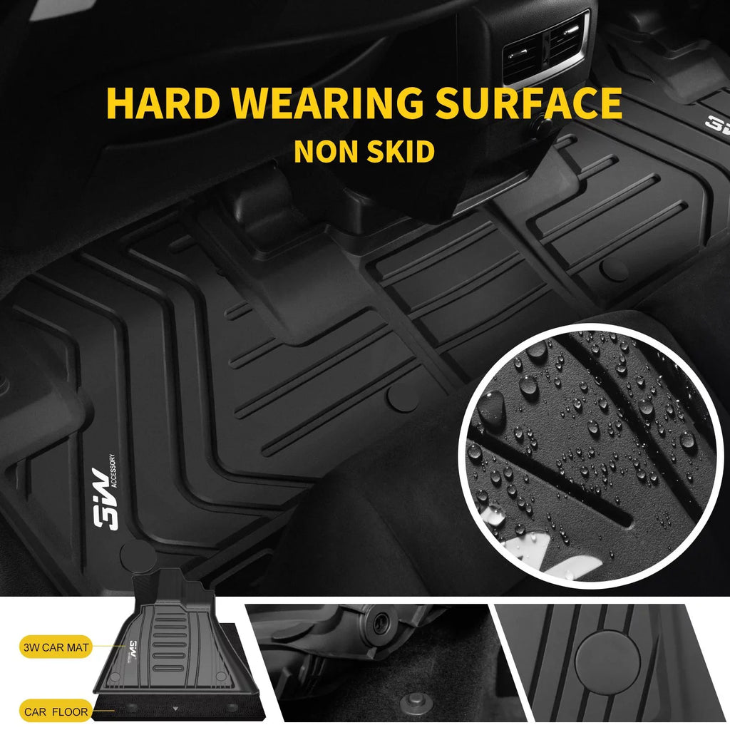 3W Floor Mats Set for Lexus RX (2016-2020) - All Weather Custom Fit Car Floor Mats with Odorless TPE Heavy Duty Carpet Liner for Lexus RX350 RX450h, Black