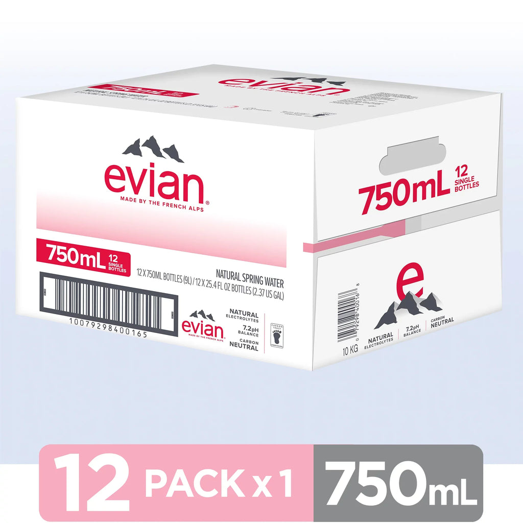 evian Natural Spring Fluid 25.36 Fl Oz, 12 Count Bottles