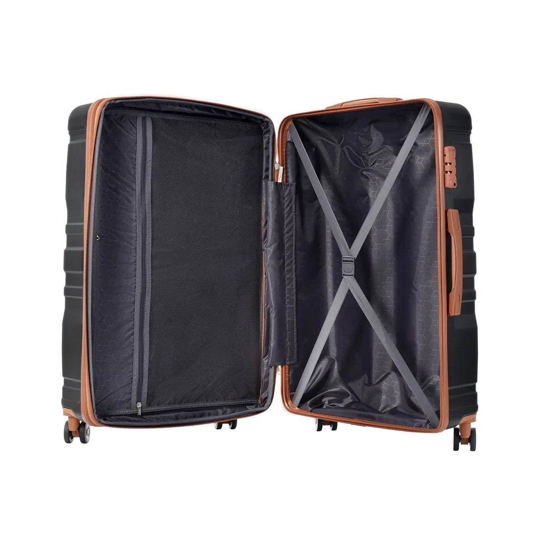 Yone jx je Luggage 3 Pcs Suitcase Set, ABS Hardside Suit case with Spinner Wheels Lightweight TSA Lock, 20/24/28 Inch,Black