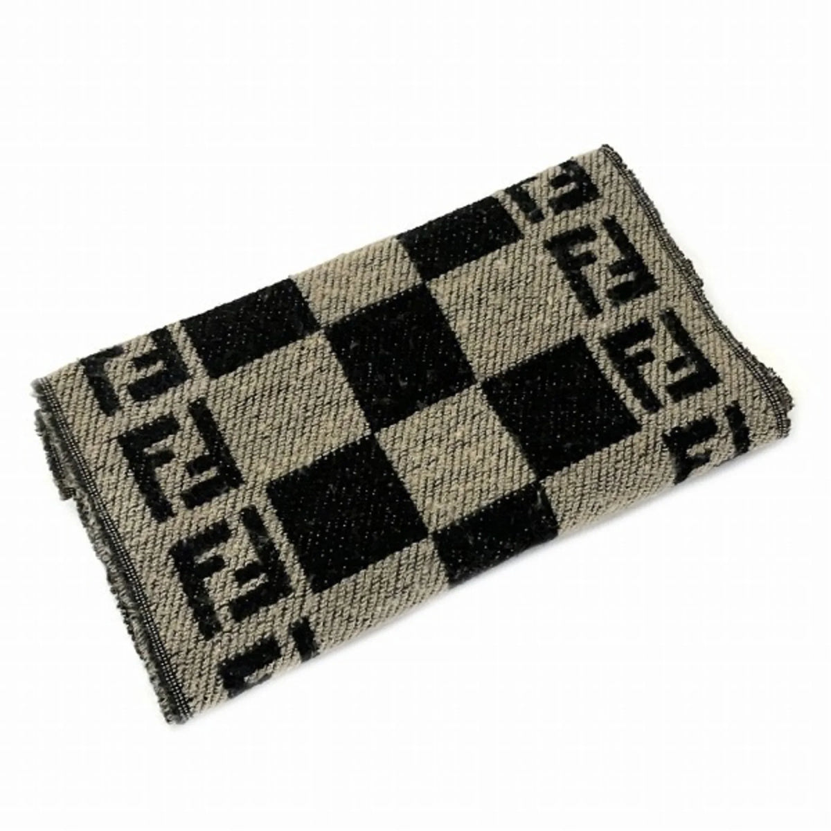 Pre-Owned FENDI Zucca pattern fringe block check brand accessory scarf men's (Good)