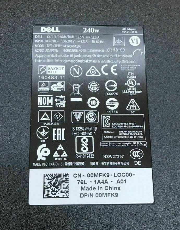 Lot of 10 240W 19.5v 12.3a AC Adapter 17 R3 R4 R5 Portable Computer charger