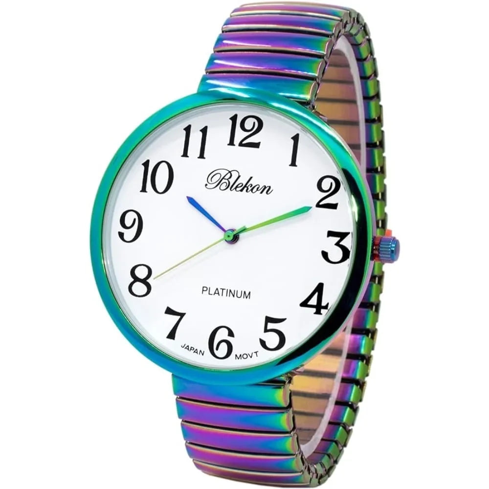 Blekon Collections New Super Large Face Stretch Band Japanese Movement PC21J Fashion Watch