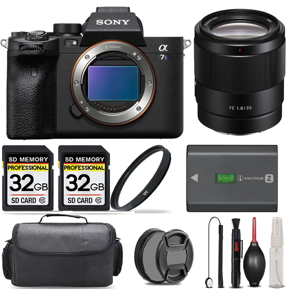 a7S III Mirrorless Camera + 35mm Lens + UV Filter + 64GB + Handbag And More!