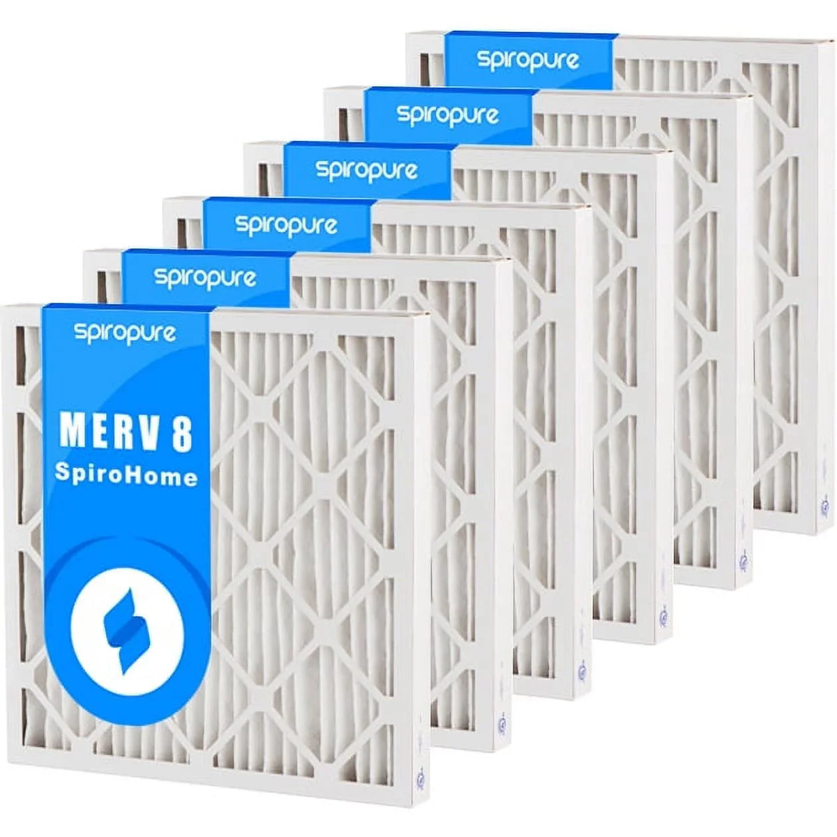 SpiroPure 6.78X15.78X2 MERV 8 Pleated Air Filters - Made in USA (6 Pack)
