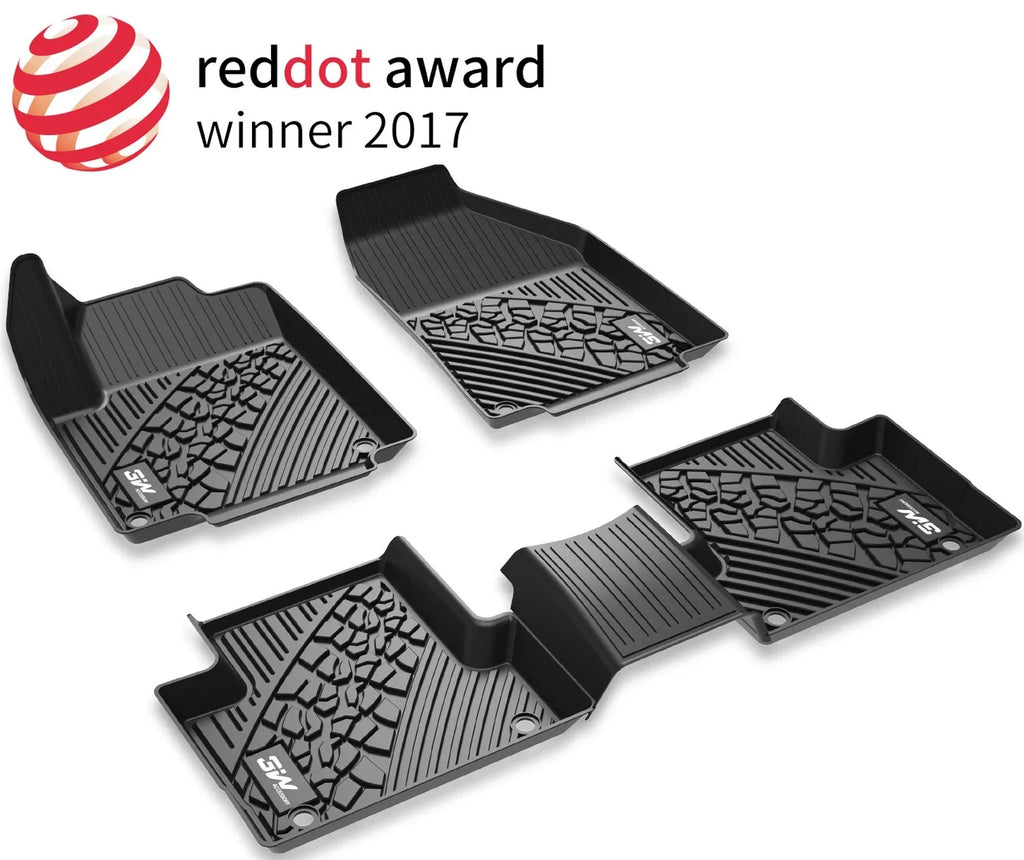 3W Floor Mats for Jeep Compass 2017 2018 2019 2020 - Full Set Front and Rear 2 Rows seat Floor Liner with All Weather Odorless TPE (New Body Style Only), Black