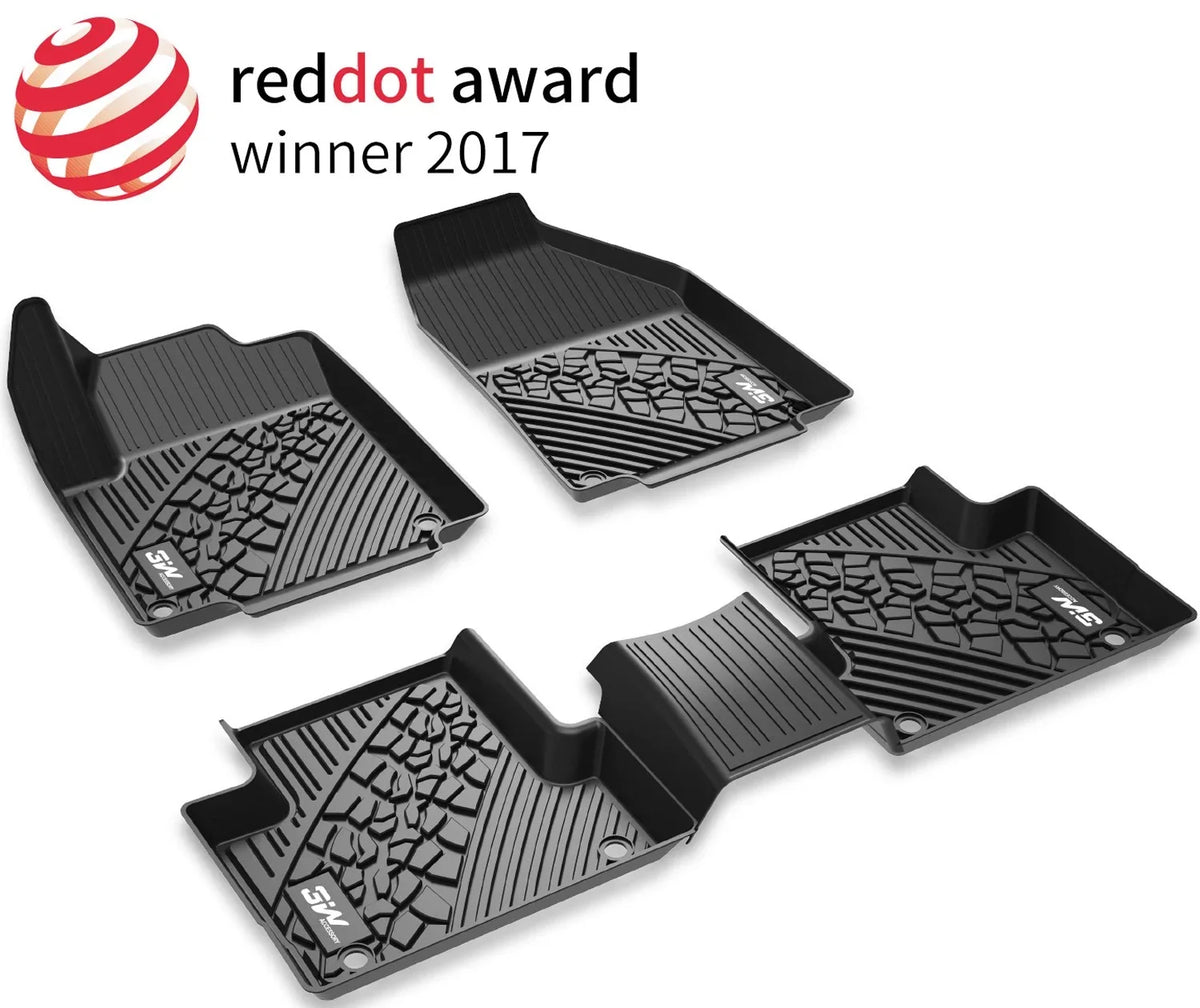 3W Floor Mats for Jeep Compass 2017 2018 2019 2020 - Full Set Front and Rear 2 Rows seat Floor Liner with All Weather Odorless TPE (New Body Style Only), Black