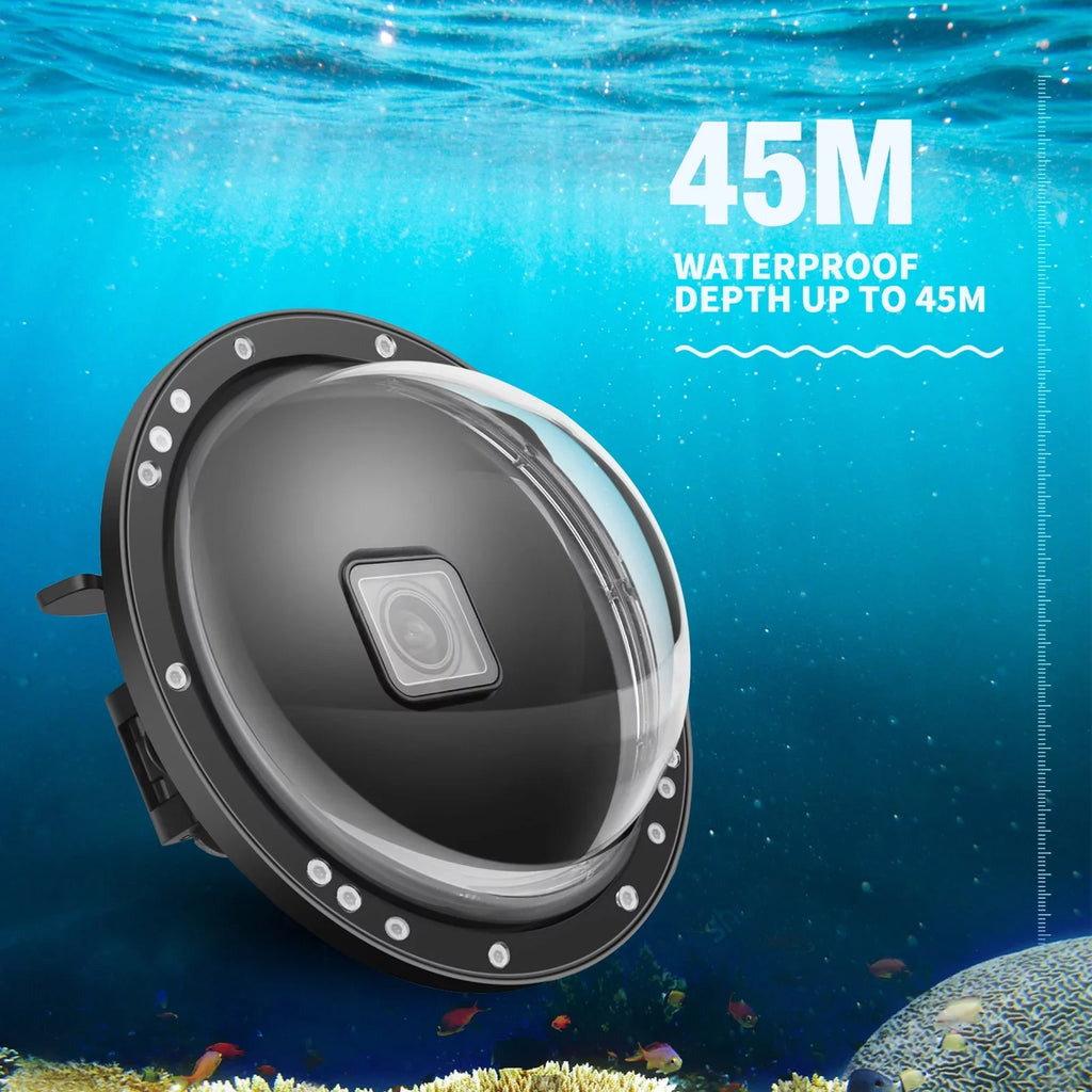 Fluid Dome Port Case for 9 Black and 10SHOOT XTGP559, Dual Handle, 45m Liquid 180° Wide Angle