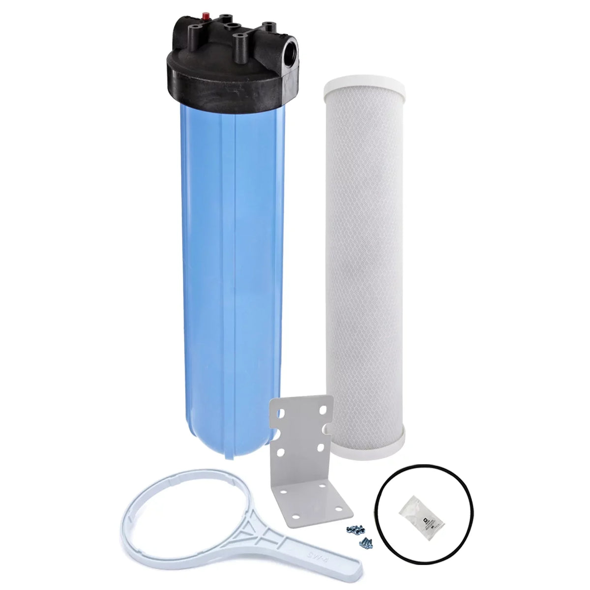 Tier1 5 Micron 20 Inch x 4.5 Inch Carbon Liquid Filter Replacement Cartridge Kit with 20 inch Slim PP Housing and Pressure Release (1 inch Inlet/Outlet) | Compatible with EP-20BB, Home Liquid Filter