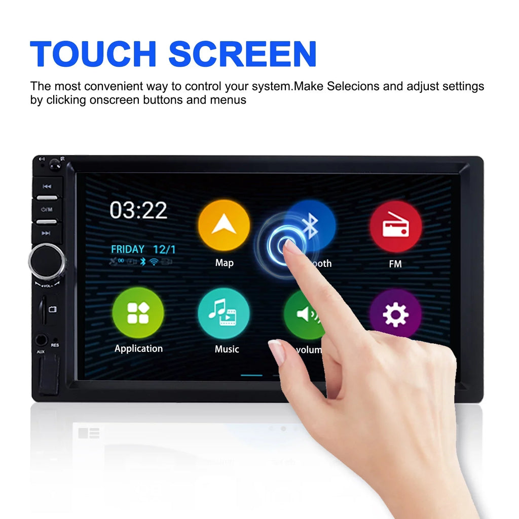 Double Din Car Stereo, 7In HD Bluetooth Car Radio MP5 Player Touch Monitor with Backup Camera, Vehicle Audio Receiver with Mirror Link, USB/Car Audio Receiver