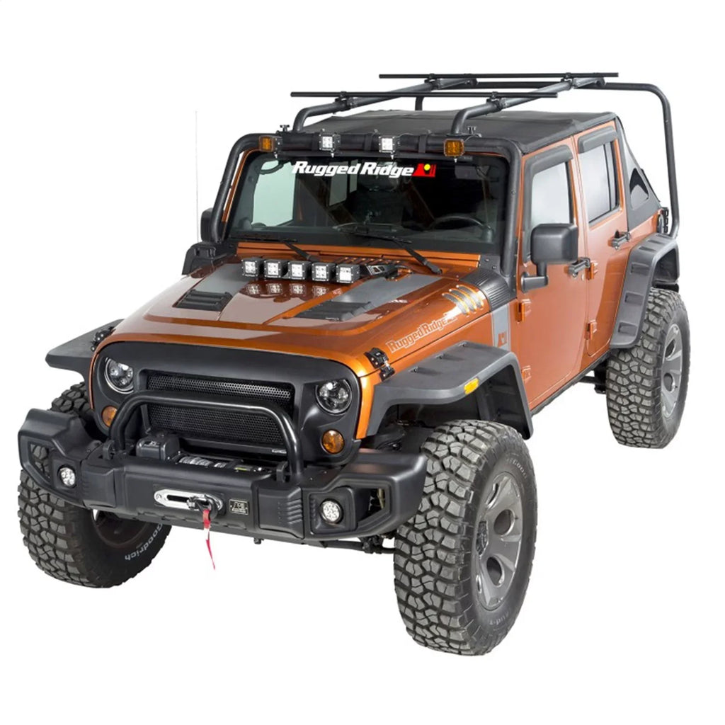Rugged Ridge by RealTruck Sherpa Roof Rack Crossbars for Wrangler JK | 56.5" Crossbar Tubes, Steel, Black | 11703.11 | Compatible with 2007-2018 Jeep Wrangler JK