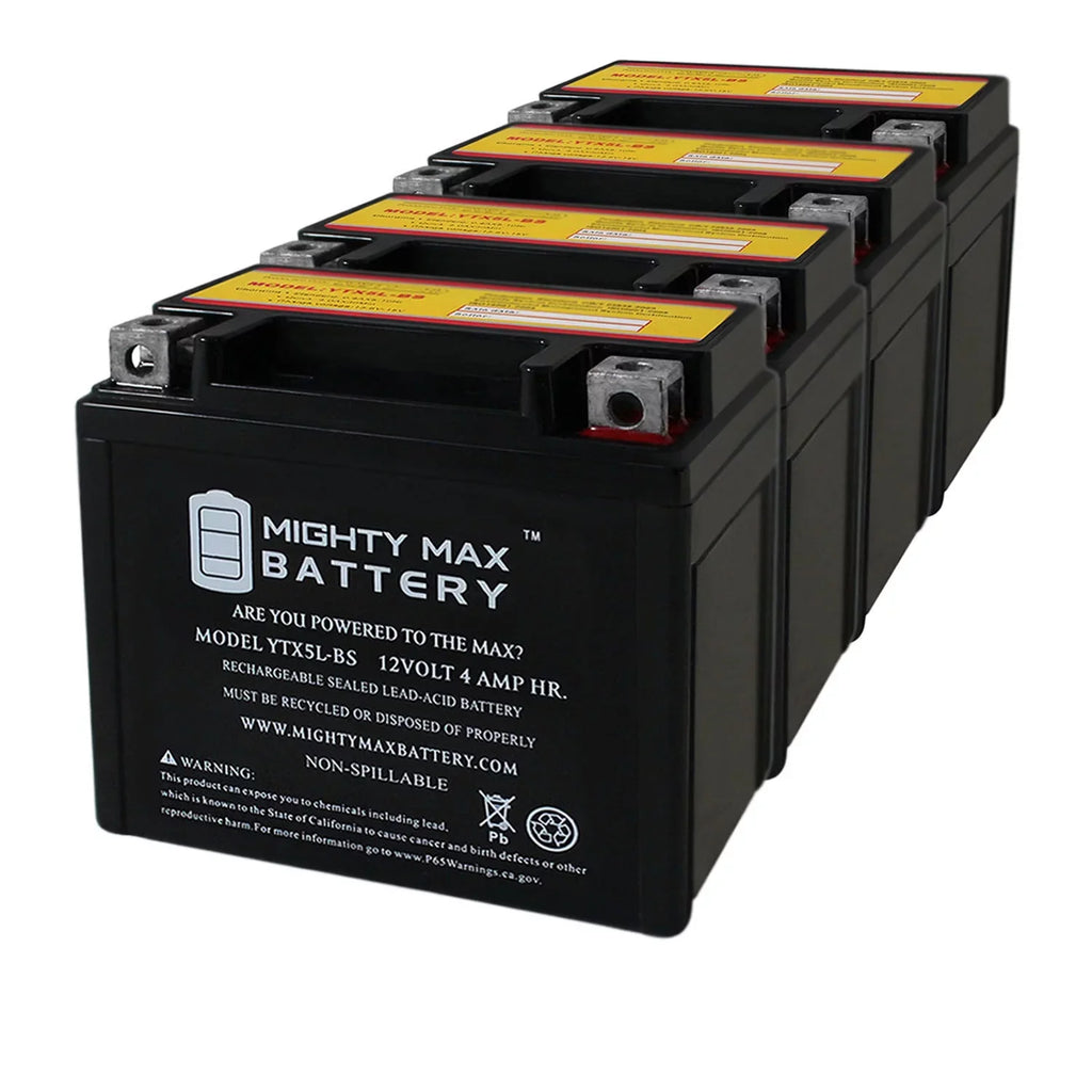YTX5L-BS 12V 4AH Battery Replaces Yamaha 230 TTR230 05-20 - 4 Pack