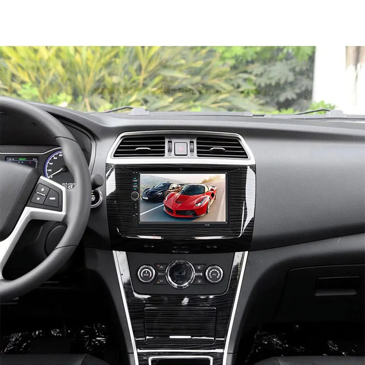 Polarlander Double Din Car Stereo Player Car Audio 7-inch HD Touch Monitor Car Radio Bluetooth with Multimedia SD USB FM AUX MP5/4/3 Mirror Link Function with 4LED Backup Camera