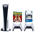 Playstation 5 Disc Version Console with Extra White Controller, Surge FPS Grip Kit With Precision Aiming Rings and Far Cry 6 Bundle